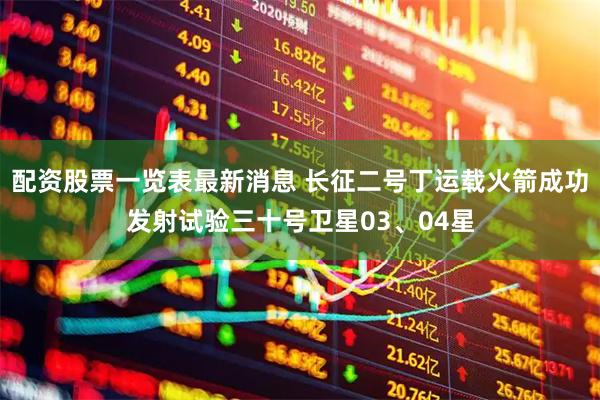 配资股票一览表最新消息 长征二号丁运载火箭成功发射试验三十号卫星03、04星